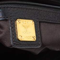 Pre Owned MCM Black Leather Studded Flap Shoulder Bag