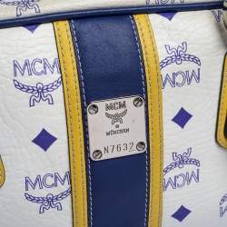 Pre Owned MCM Purple/White Visetos Coated Canvas and Leather Zip Satchel