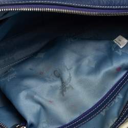 Pre Owned MCM Purple/White Visetos Coated Canvas and Leather Zip Satchel