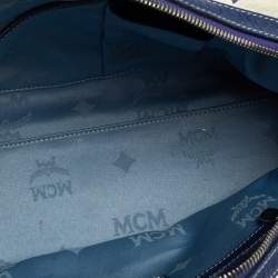 Pre Owned MCM Purple/White Visetos Coated Canvas and Leather Zip Satchel