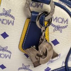 Pre Owned MCM Purple/White Visetos Coated Canvas and Leather Zip Satchel