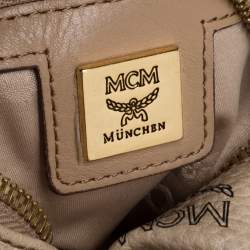 Pre Owned MCM Light Beige Visetos Coated Canvas and Leather Studded Stark Backpack