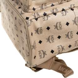 Pre Owned MCM Light Beige Visetos Coated Canvas and Leather Studded Stark Backpack
