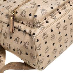 Pre Owned MCM Light Beige Visetos Coated Canvas and Leather Studded Stark Backpack