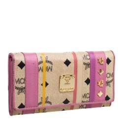 Pre Owned Mcm Multicolor Coated Canvas and Leather Trifold Wallet