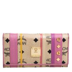 Pre Owned Mcm Multicolor Coated Canvas and Leather Trifold Wallet