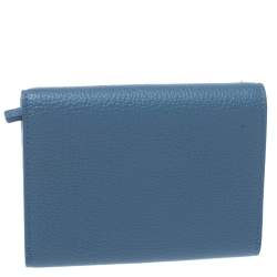 Pre Owned MCM Blue Leather Studded Trifold Wallet