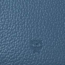 Pre Owned MCM Blue Leather Studded Trifold Wallet