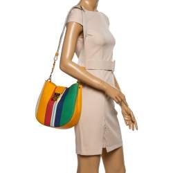 MCM Multicolor Stripe Canvas and Leather Crossbody Bag