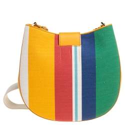 MCM Multicolor Stripe Canvas and Leather Crossbody Bag