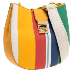 MCM Multicolor Stripe Canvas and Leather Crossbody Bag