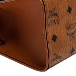 Pre Owned MCM Cognac Visetos Coated Canvas Heritage Top Handle Bag