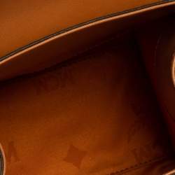 Pre Owned MCM Cognac Visetos Coated Canvas Heritage Top Handle Bag