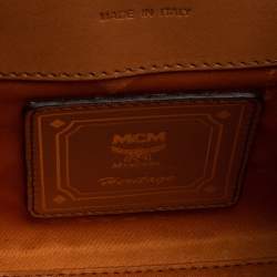 Pre Owned MCM Cognac Visetos Coated Canvas Heritage Top Handle Bag