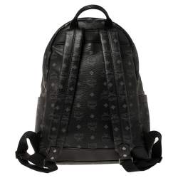 MCM Black Visetos Coated Canvas Stark Backpack