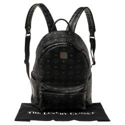 MCM Black Visetos Coated Canvas Stark Backpack