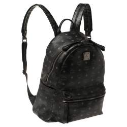 MCM Black Visetos Coated Canvas Stark Backpack