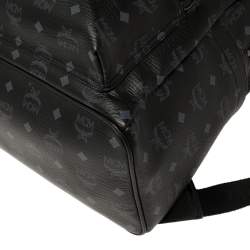 MCM Black Visetos Coated Canvas Stark Backpack