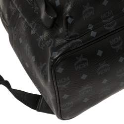MCM Black Visetos Coated Canvas Stark Backpack