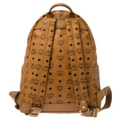 Pre Owned MCM Cognac Visetos Coated Canvas Stark Studded Backpack