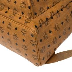 Pre Owned MCM Cognac Visetos Coated Canvas Stark Studded Backpack