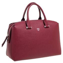 Pre Owned MCM Red Leather Boston Bag