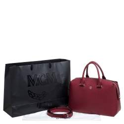 Pre Owned MCM Red Leather Boston Bag