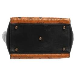 Pre Owned MCM Black/Cognac Visetos Coated Canvas and Leather Small Kathy Tote