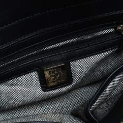 Pre Owned MCM Black/Cognac Visetos Coated Canvas and Leather Small Kathy Tote