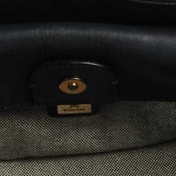 Pre Owned MCM Black/Cognac Visetos Coated Canvas and Leather Small Kathy Tote