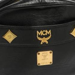 Pre Owned MCM Black Leather Studded Camera Shoulder Bag