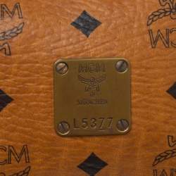 Pre Owned MCM Cognac Visetos Coated Canvas Boston Satchel
