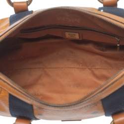 Pre Owned MCM Cognac Visetos Coated Canvas Boston Satchel