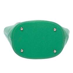 Pre Owned MCM Green Leather Studded Flap Bucket Bag