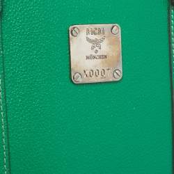 Pre Owned MCM Green Leather Studded Flap Bucket Bag