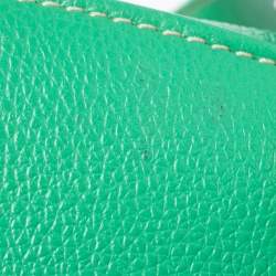 Pre Owned MCM Green Leather Studded Flap Bucket Bag