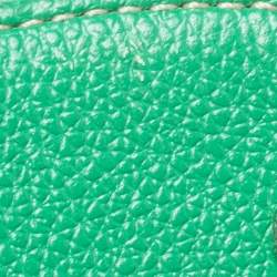 Pre Owned MCM Green Leather Studded Flap Bucket Bag