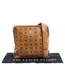 MCM Cognac Visetos Canvas Messenger Bag