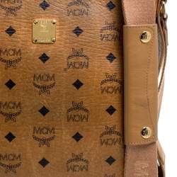 MCM Cognac Visetos Canvas Messenger Bag