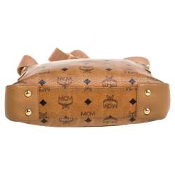 MCM Cognac Visetos Canvas Messenger Bag