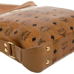 MCM Cognac Visetos Canvas Messenger Bag