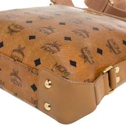 MCM Cognac Visetos Canvas Messenger Bag