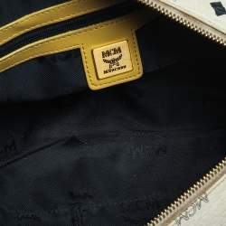 Pre Owned MCM White/Yellow Visetos Coated Canvas and Leather Mini Rolle Boston Bag