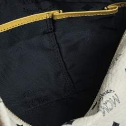 Pre Owned MCM White/Yellow Visetos Coated Canvas and Leather Mini Rolle Boston Bag