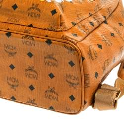 Pre Owned MCM Tan Floral Print Coated Canvas Small Stark Backpack