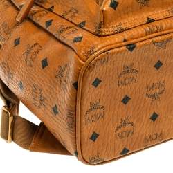 Pre Owned MCM Tan Floral Print Coated Canvas Small Stark Backpack