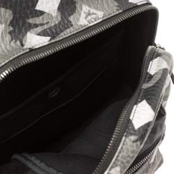 Pre Owned MCM Black/Grey Munich Lion Camo Print Coated Canvas and Leather Stark Backpack