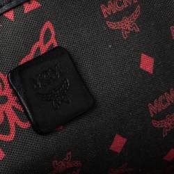 Pre Owned MCM Cognac/Black Visetos Coated Canvas And Leather Large Anya Tote