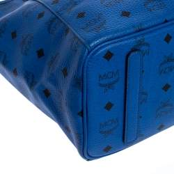 Pre Owned MCM Blue Visetos Leather Project Reversible Shopper Tote