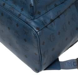 Pre Owned MCM Blue Visetos Coated Canvas Studded Stark Backpack